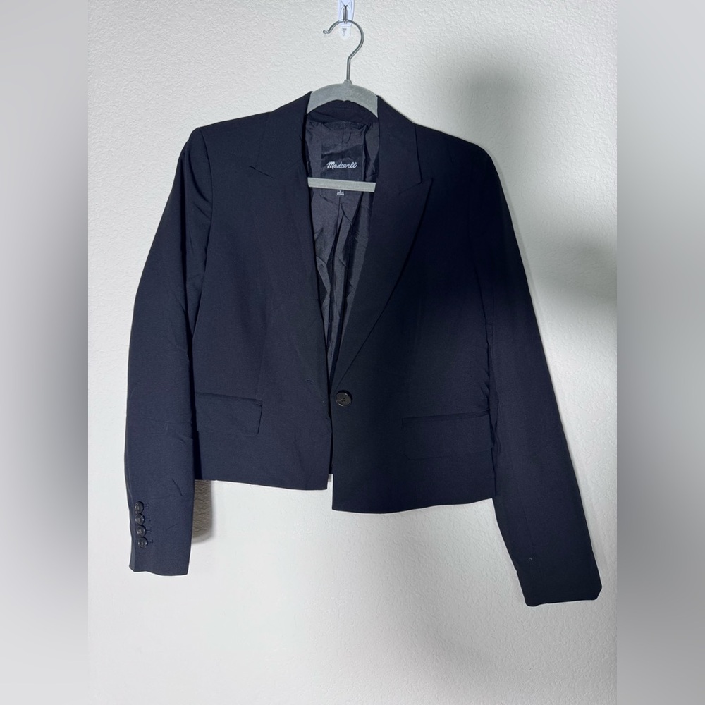 Madewell Women's Crop Style Blazer Black Size Small
